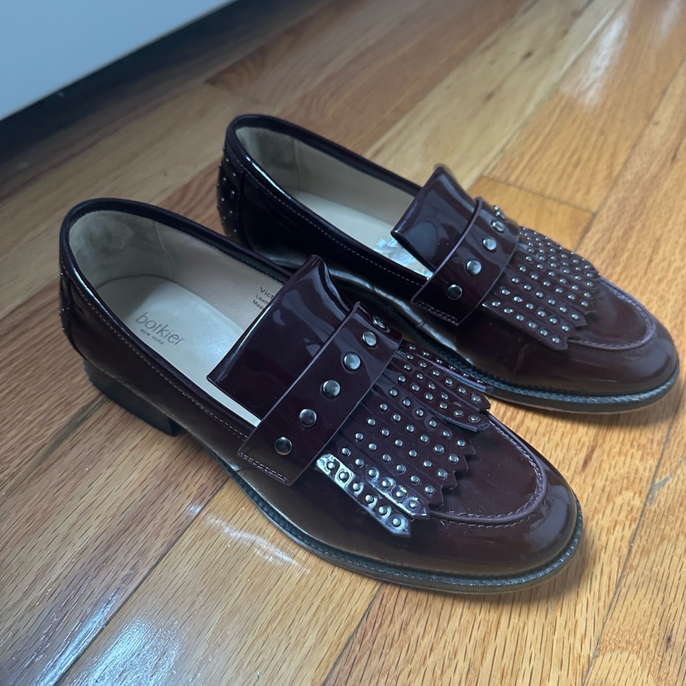Botkier Burgundy Loafers with Silver Studs w/ flaw